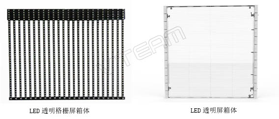 威特姆光电LED透明屏和LED格栅屏箱体比照